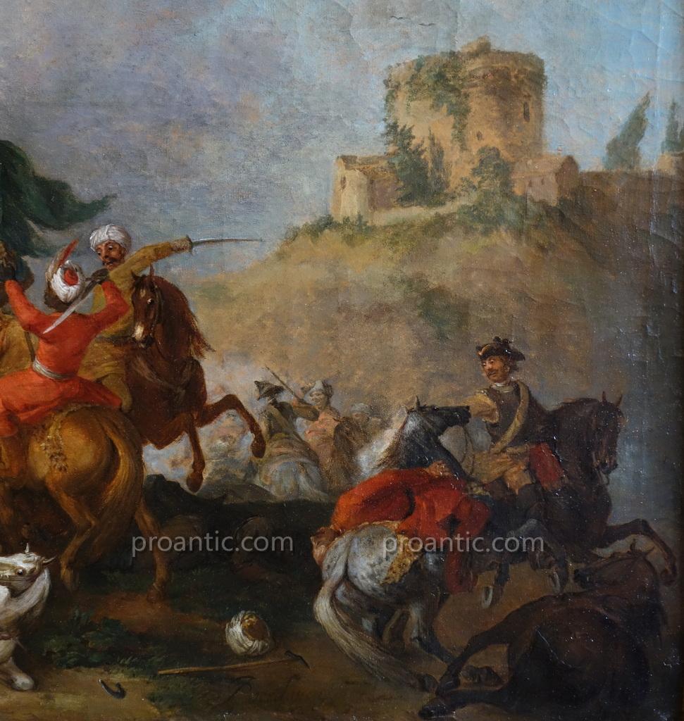 Paire De Grandes Batailles XVIIIème Siècle, Hst-photo-1