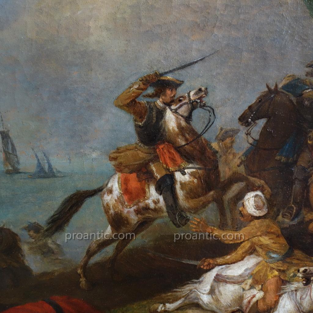 Paire De Grandes Batailles XVIIIème Siècle, Hst-photo-2