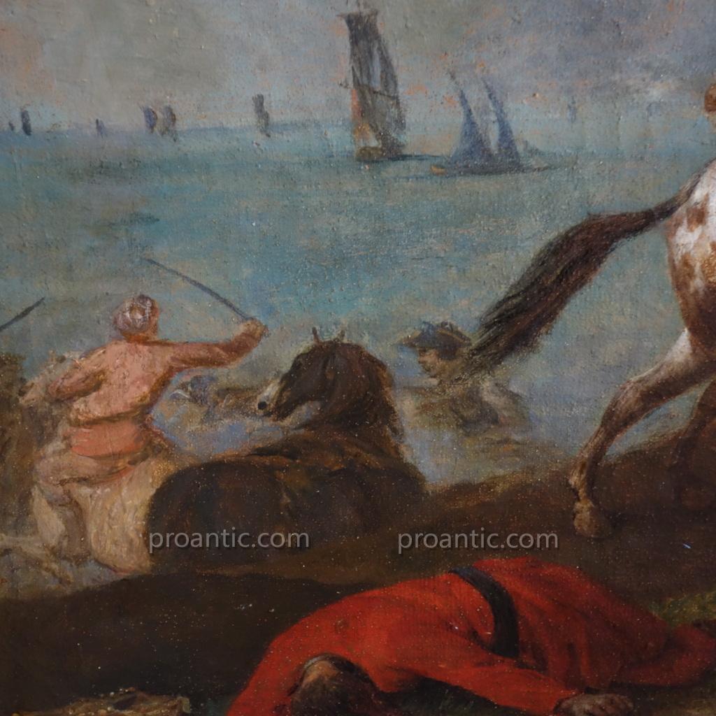 Paire De Grandes Batailles XVIIIème Siècle, Hst-photo-3