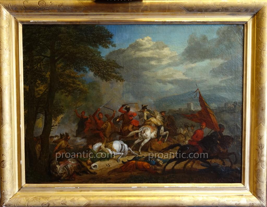 Paire De Grandes Batailles XVIIIème Siècle, Hst-photo-4