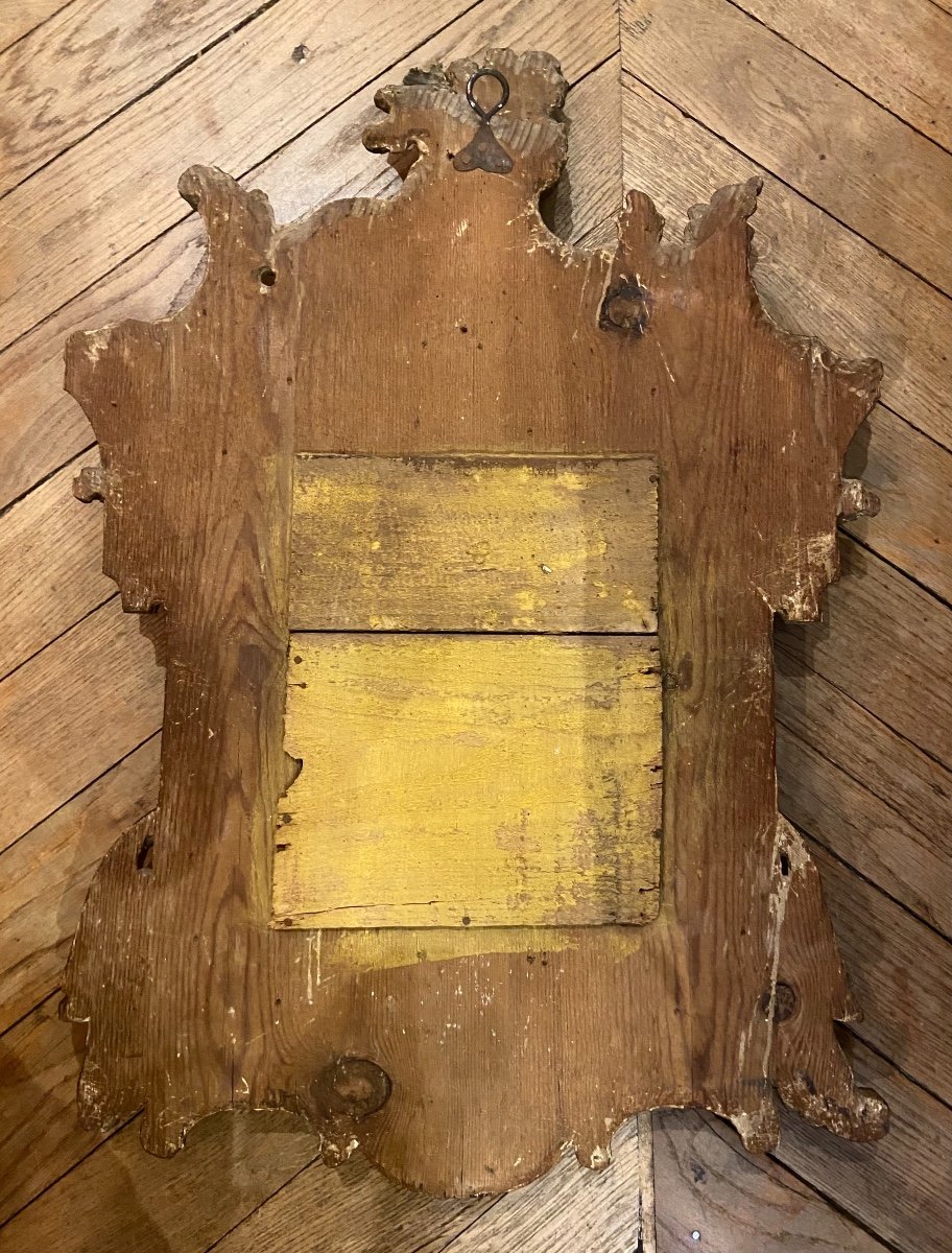 Rare Miroir En Bois Laqué Et Doré Italie XVIIIe-photo-2