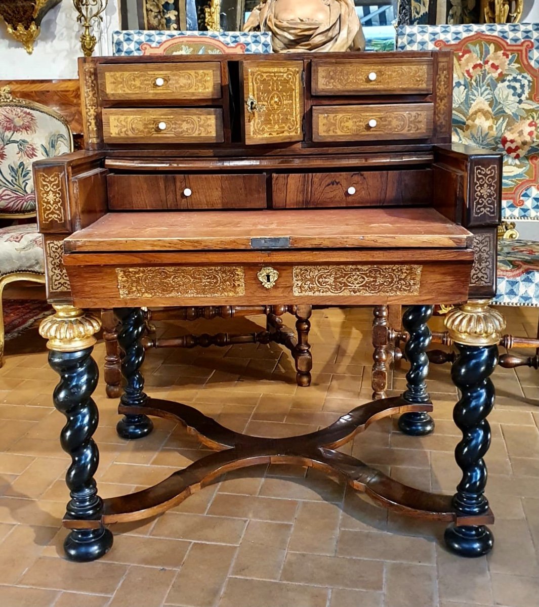 Rare Bureau à Gradin Italie XVIIe Siècle -photo-2