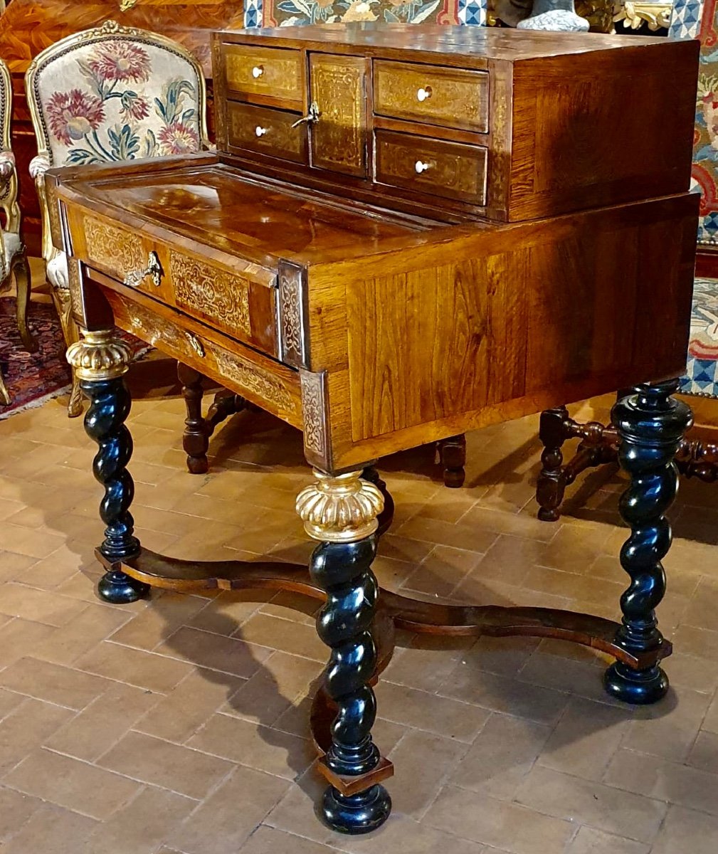 Rare Bureau à Gradin Italie XVIIe Siècle -photo-4