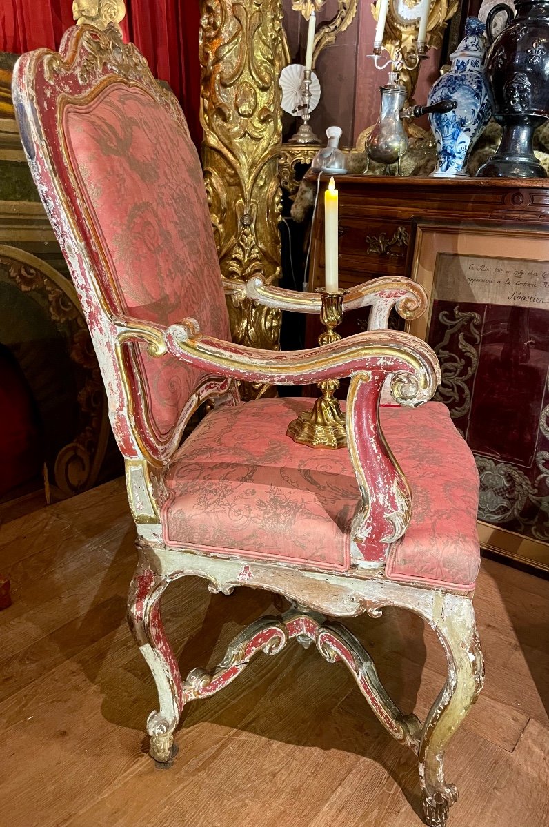 Grand Fauteuil d’Apparat  Vénitien Début XVIIIe -photo-2