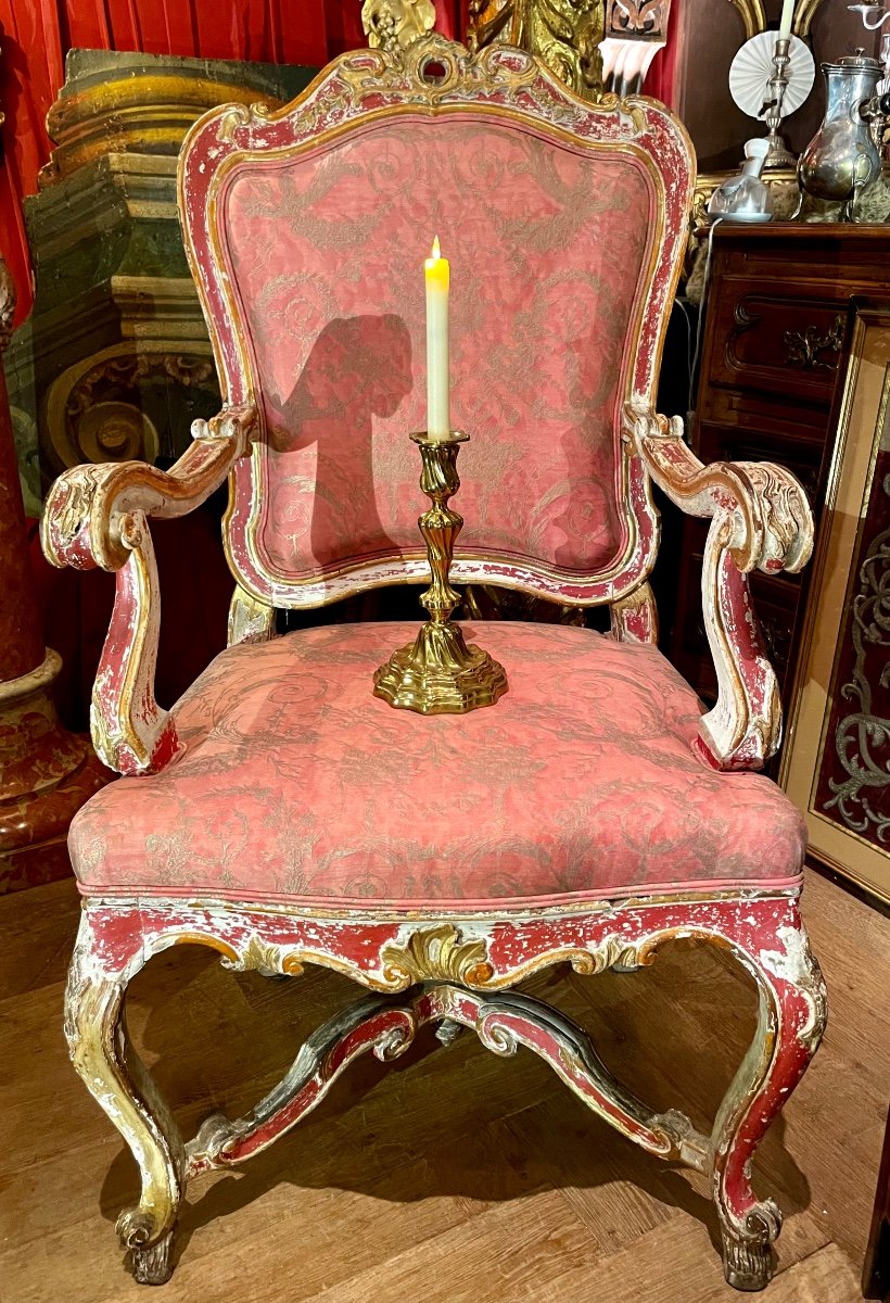 Grand Fauteuil d’Apparat  Vénitien Début XVIIIe 