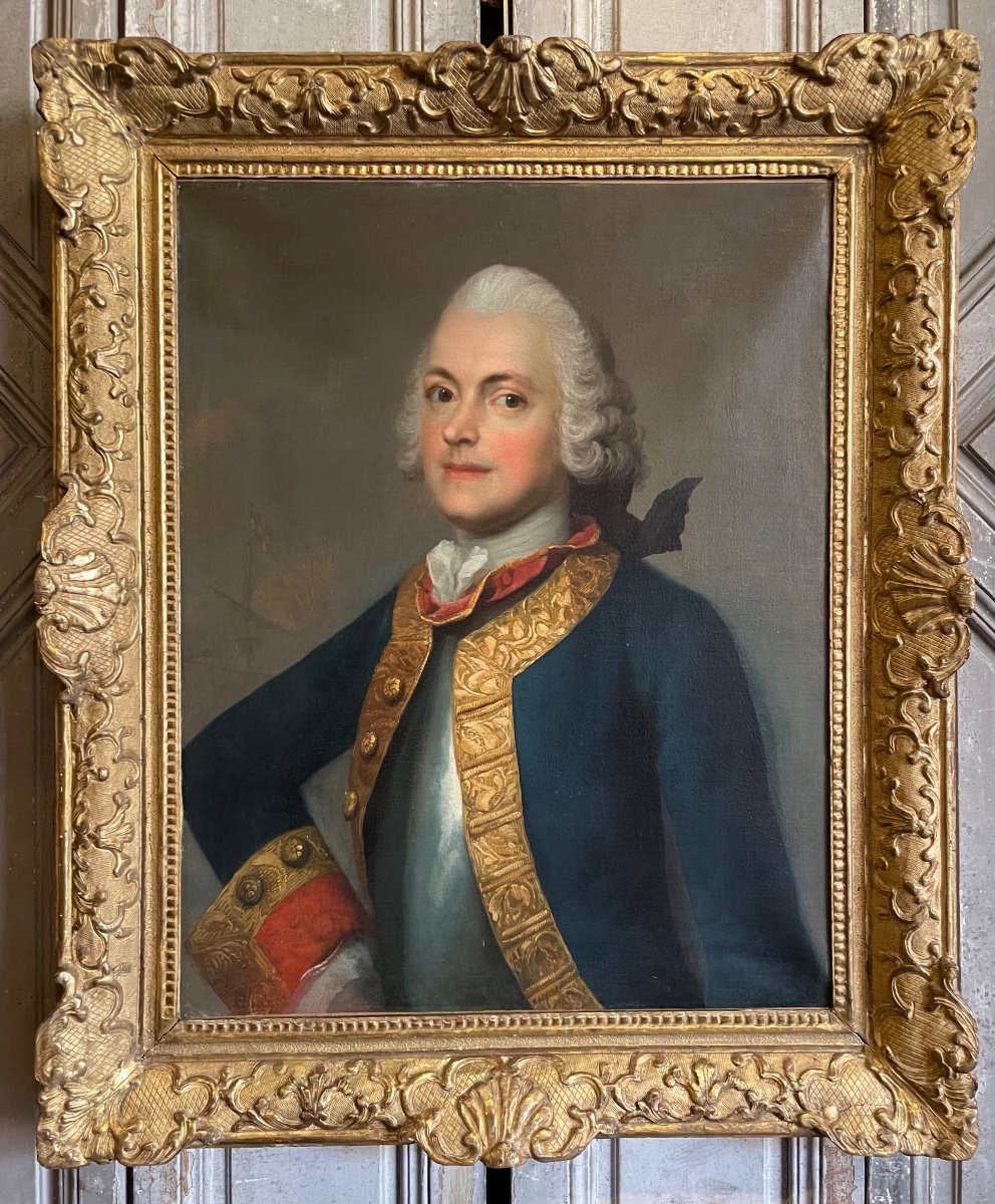 Beau Portrait D’un Officier Vers 1750