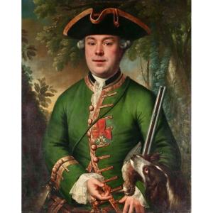 Portrait D’un Marquis En Chasseur. ép. Louis XV