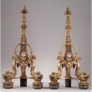 Superb Pair Of Andirons Th. Regency