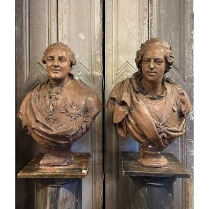 Louis XV And Louis XVI In Busts Early 19th Century