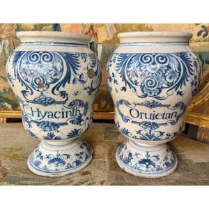 Grande paire de vases de pharmacie Montpellier XVIIIe
