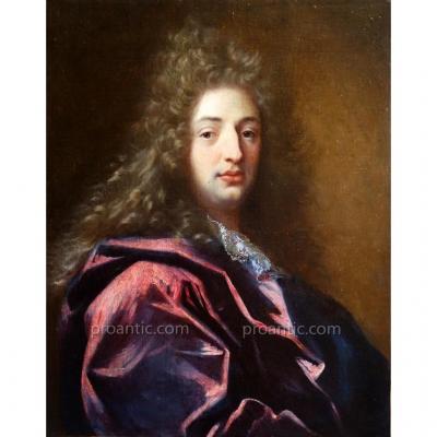 Portrait d'Un Jeune Homme en Perruque Epoque Louis XIV