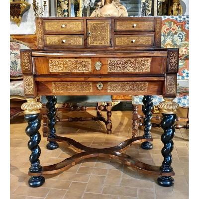 Rare Bureau à Gradin Italie XVIIe Siècle 