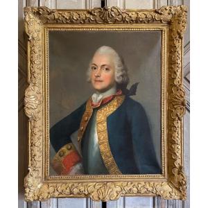 Beau Portrait D’un Officier Vers 1750