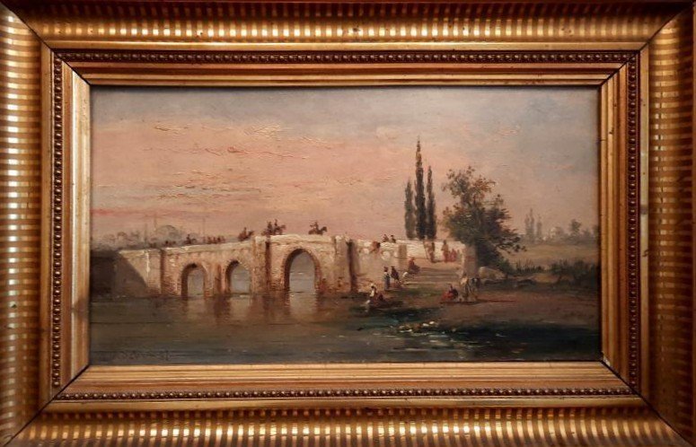 Pair Of Oil On Canvas - Orientalist Landscapes - By Emile Godchaux (1860 -1938)-photo-2