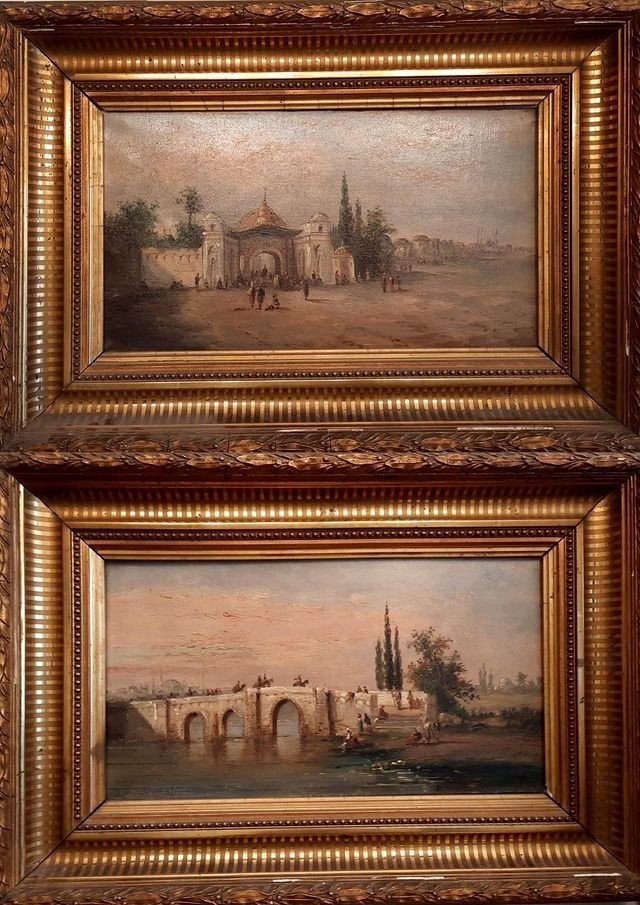 Pair Of Oil On Canvas - Orientalist Landscapes - By Emile Godchaux (1860 -1938)-photo-4