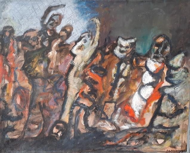 Oil On Canvas - Crowd Scene - By Jean Dassonval (1939-2012)