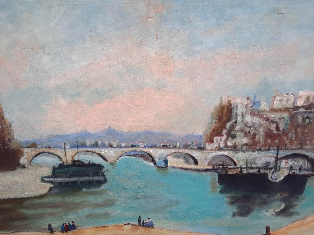 Huile Sur Toile - Vue De Paris - De Ernest Jules Renoux (1863-1932)-photo-3