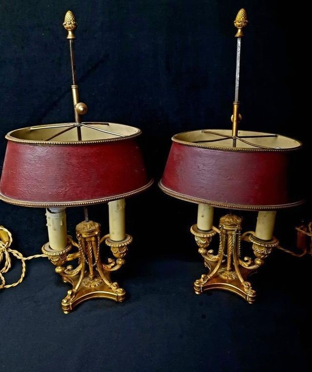 Pair Of Lamps Bouillotte Style Louis XVI - XIX°- Victor Paillard