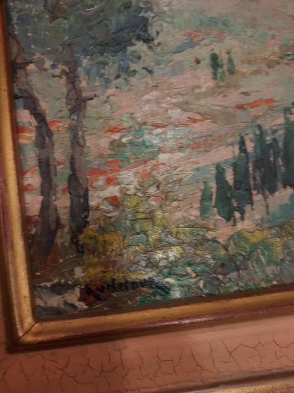 Huile Sur Bois - Paysage - XXe Siècle-photo-2