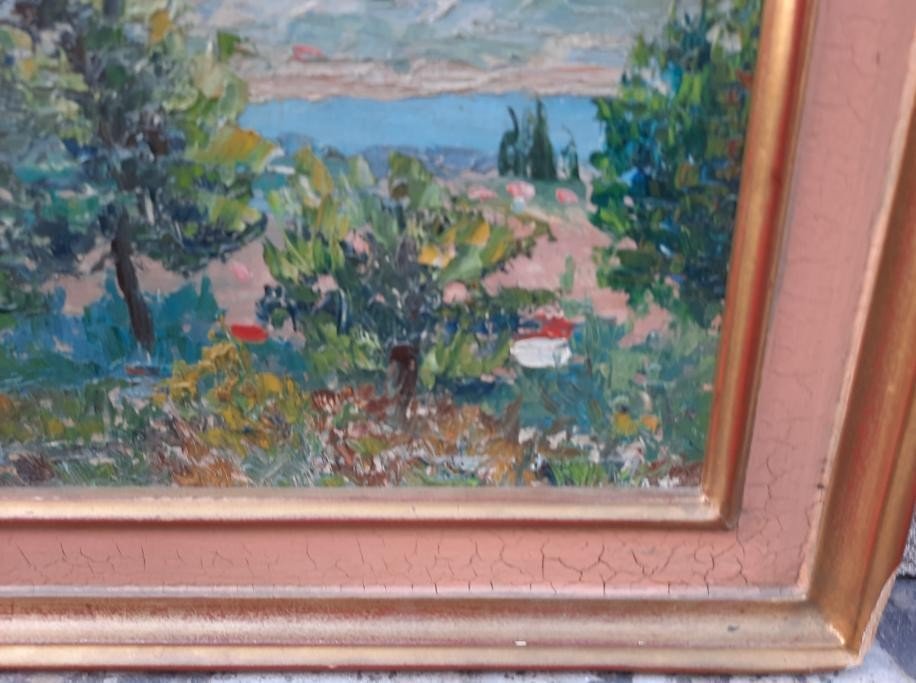 Huile Sur Bois - Paysage - XXe Siècle-photo-4