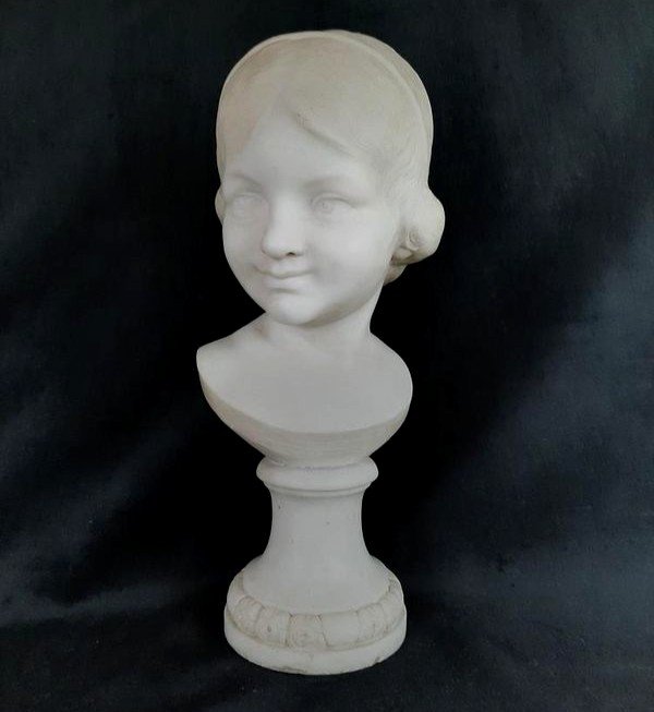 Buste De Jeune Fille En Marbre De C. Giromella (xixe Siècle)