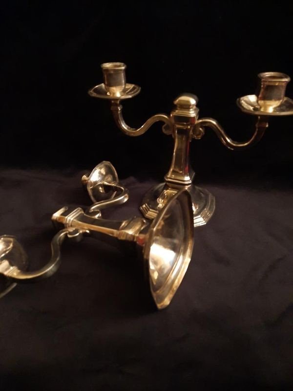 Ercuis - Pair Of Silver Metal Candlesticks-photo-1