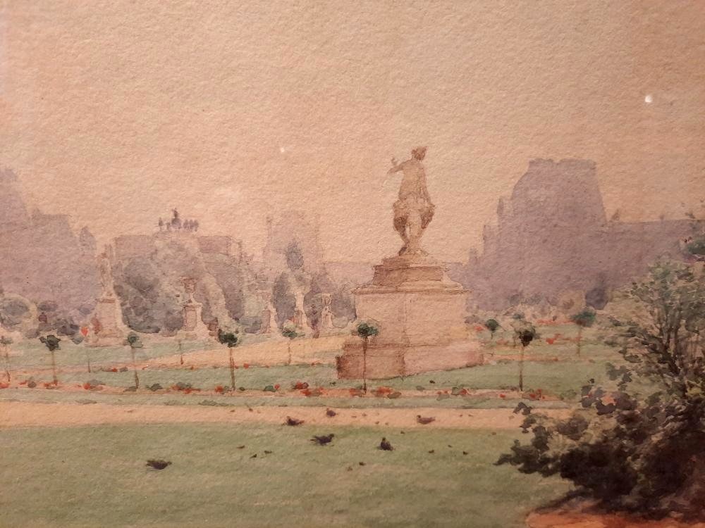 Emile Laborne (1837-1913) - Aquarelle Des Tuileries