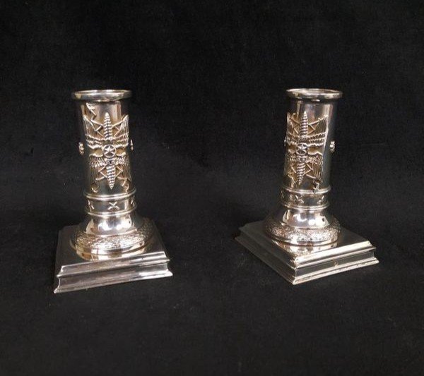 Small Toilet Candlesticks In Sterling Silver (19th Century)