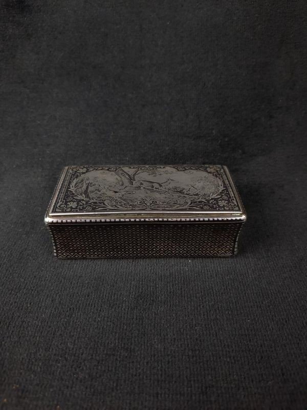 Small Niello Silver Box / Snuff Box - 19th Century-photo-3