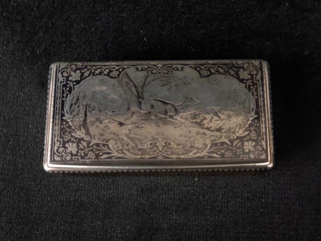 Small Niello Silver Box / Snuff Box - 19th Century-photo-4