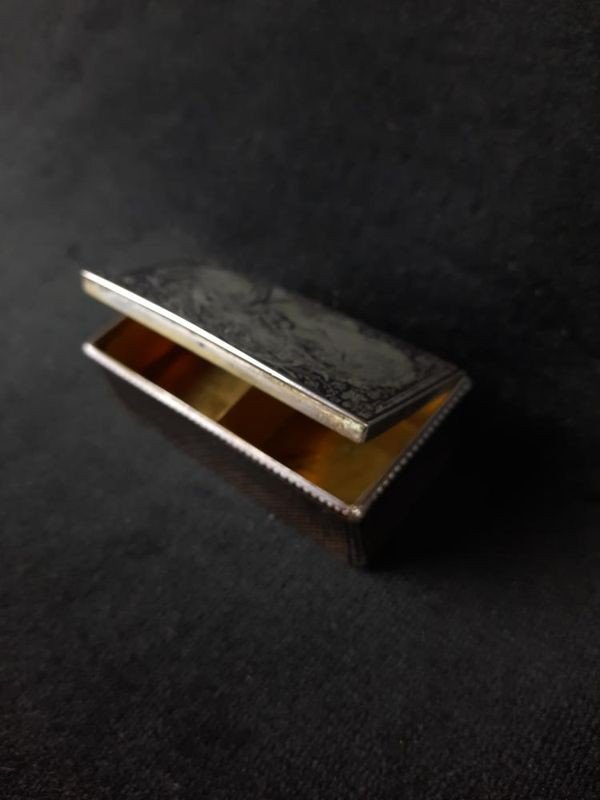 Small Niello Silver Box / Snuff Box - 19th Century-photo-3