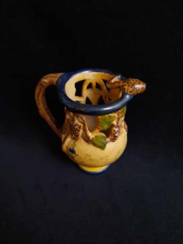 Pichet Trompeur En Faïence - Malicorne (xixe Siècle)-photo-3