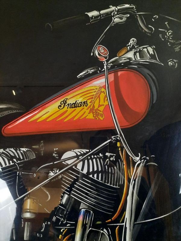 Gouache Sur Papier - Moto - De Philippe Burlet (xxe Siècle)-photo-1