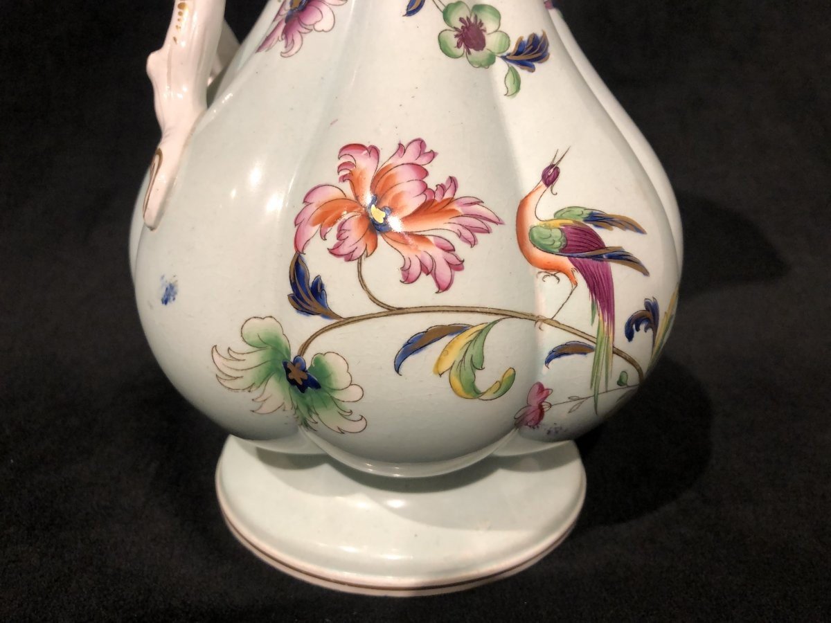 Earthenware Ewer With Floral Decor - Staffordshire Manufacture (19th Century)-photo-4