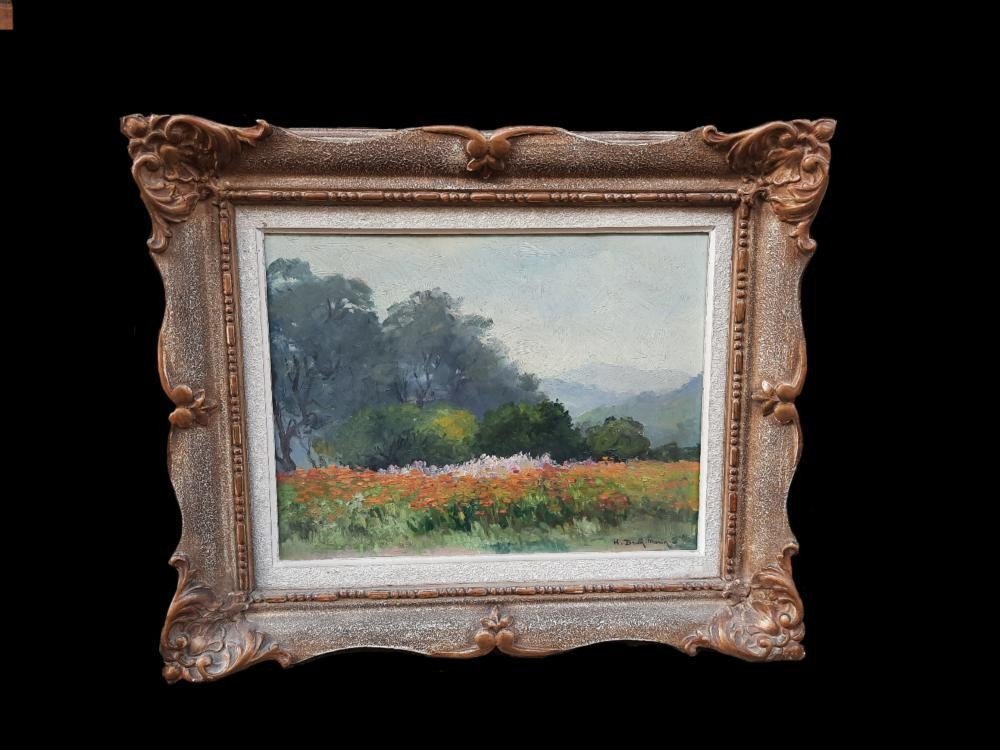 Huile Sur Carton - Paysage à Vallauris De H. Brun-marin (xxe)-photo-2