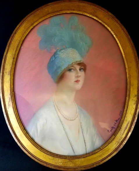 Gustave Poetzsch (1870-1950) - Pastel Of A Portrait Of A Woman