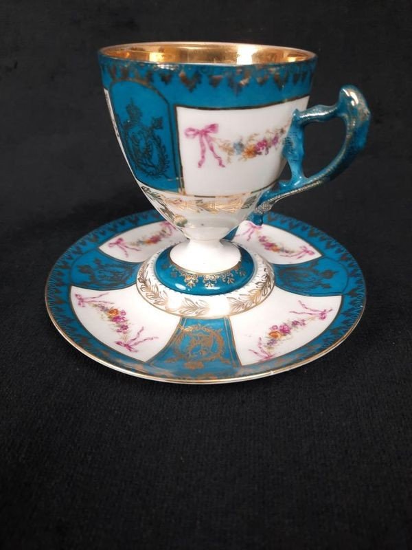 Cup With Its Saxony Porcelain Saucer-photo-3