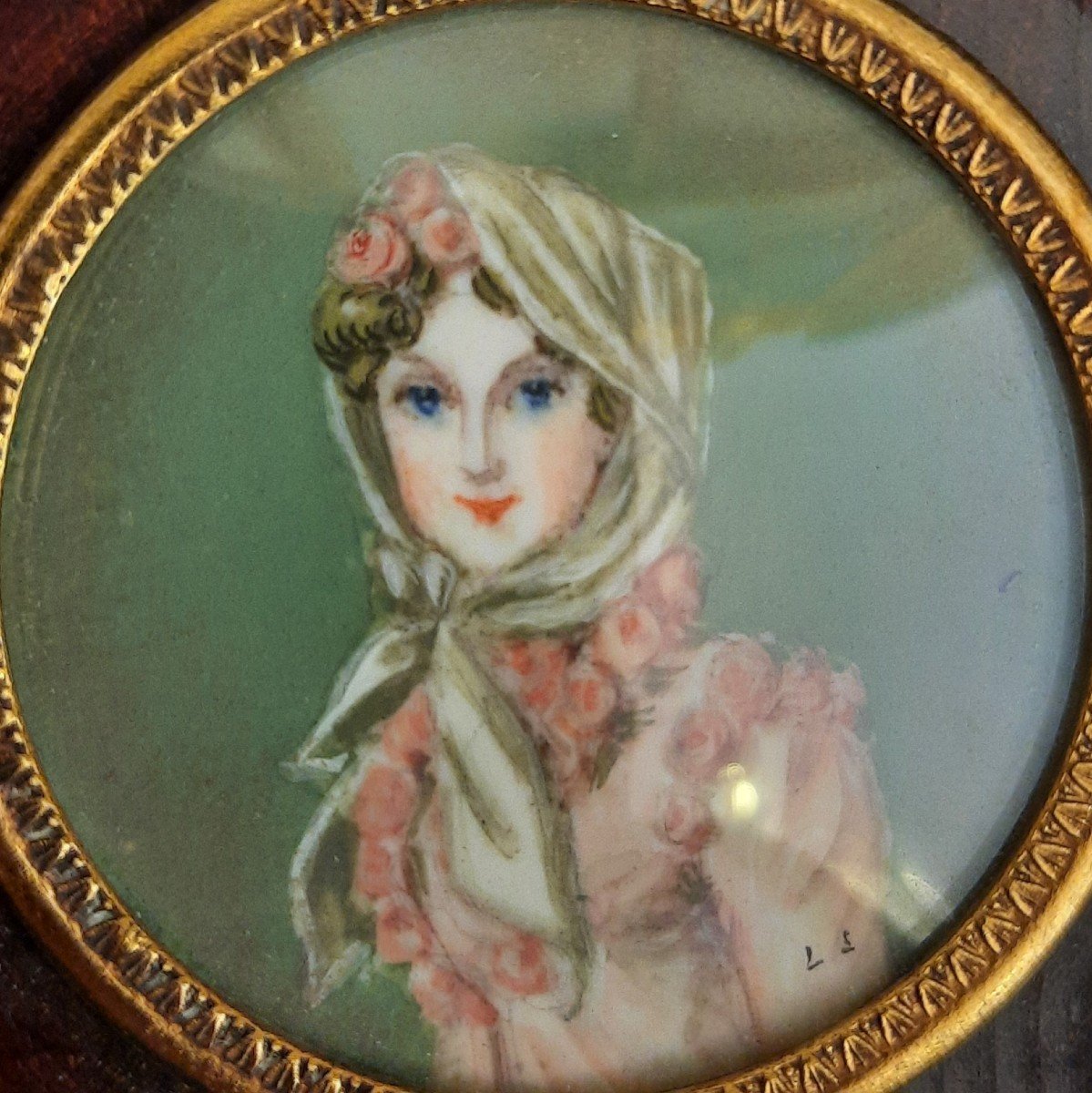 Miniature - Portrait Of A Young Girl - XIXth Century-photo-3