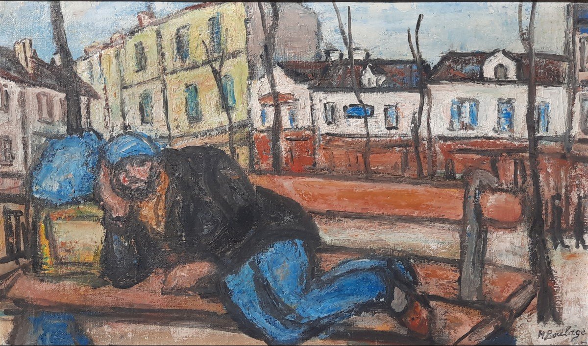 Henri Boulage (1899- Après 1940) Huile Sur Toile De La Place Du Tertre 