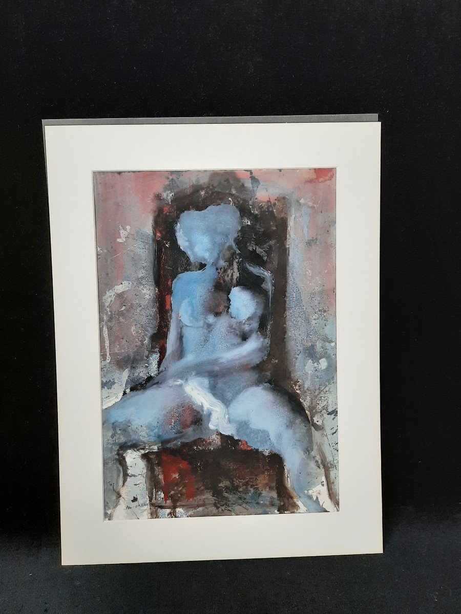 Michel Chemin (1945) - Gouache On Paper - Female Nude-photo-2