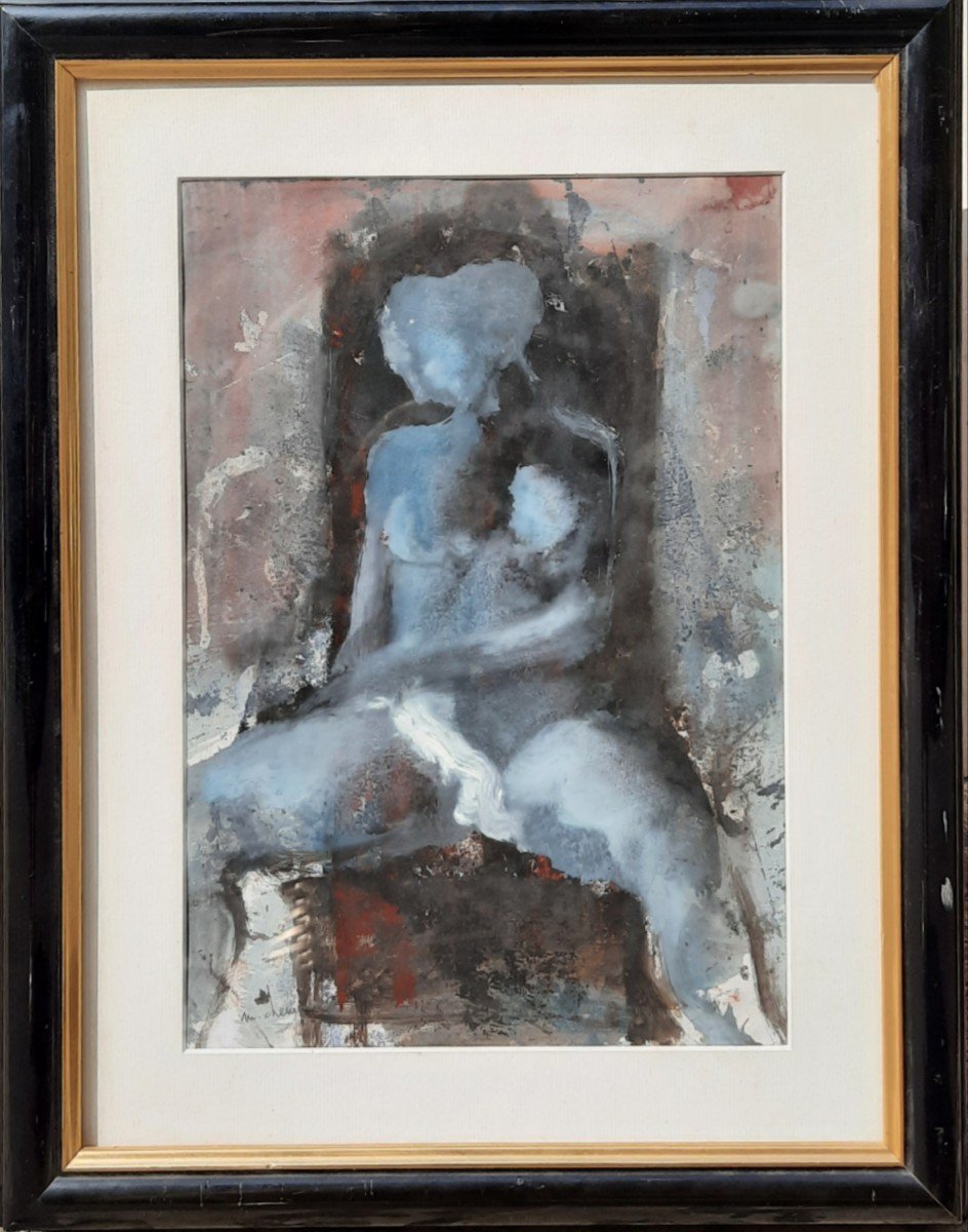 Michel Chemin (1945) - Gouache On Paper - Female Nude-photo-4