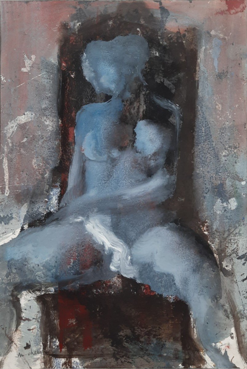Michel Chemin (1945) - Gouache On Paper - Female Nude