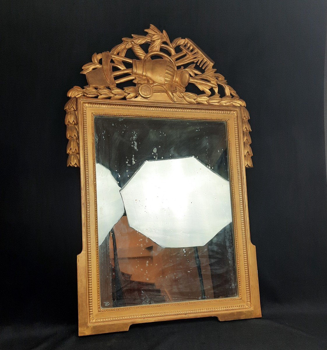 Mirror In Golden Wood Louis XVI Style (19th Century)-photo-3