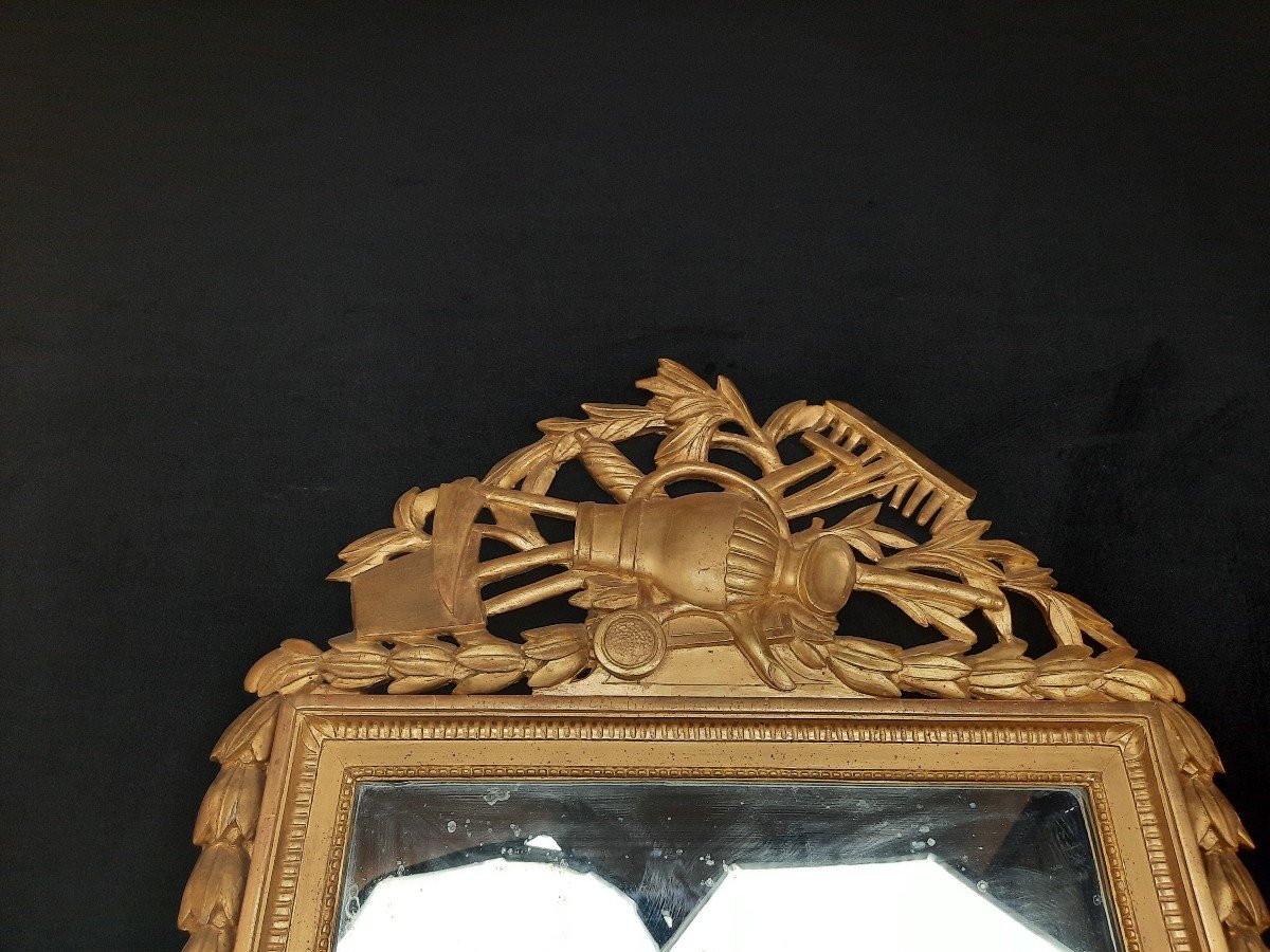 Mirror In Golden Wood Louis XVI Style (19th Century)-photo-4