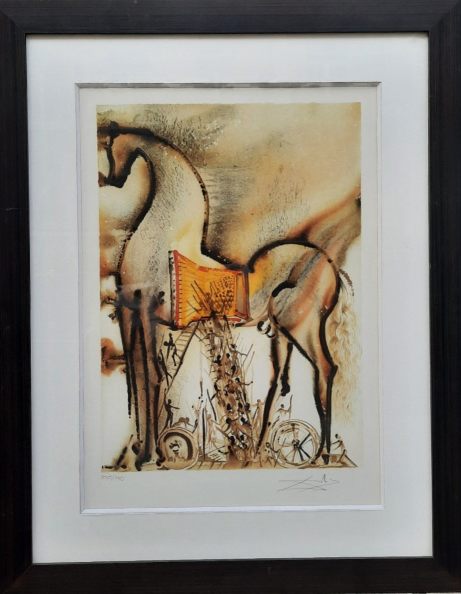 Lithograph On Paper - Trojan Horse - Dali-photo-3