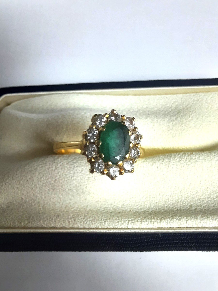 Marguerite Ring In Gold With Emerald-photo-3