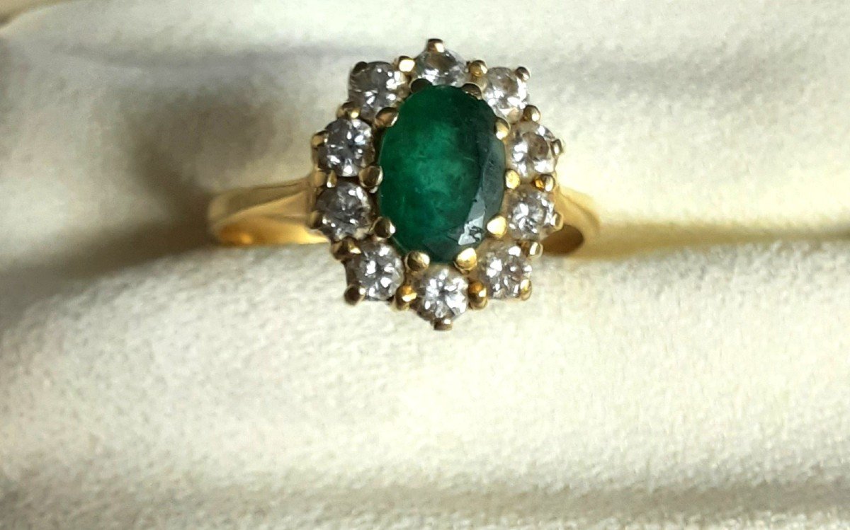 Marguerite Ring In Gold With Emerald