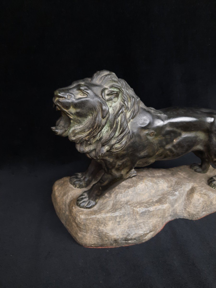 Sculpture Of A Lion In Stone And Marble - F. Azam (20th Century)-photo-3