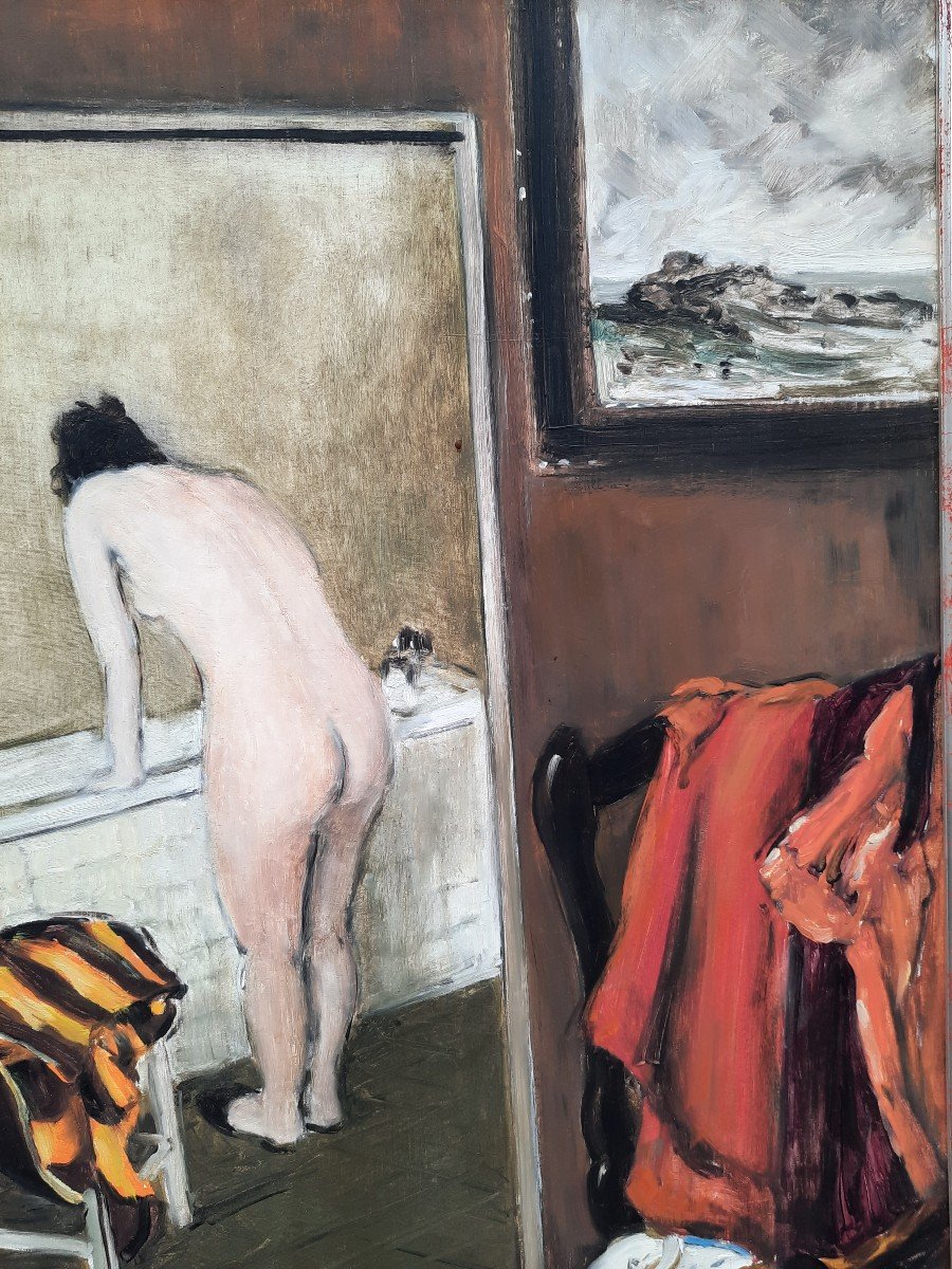 Jean-jacques René (1943) - Oil On Canvas - Before The Bath-photo-3