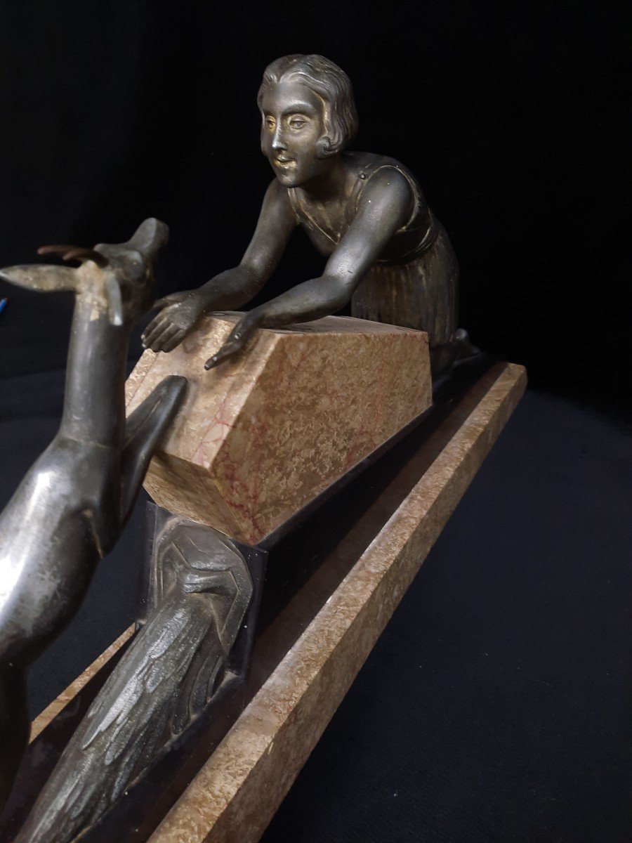 Régule d'Une Femme Au Cabri - Art Déco-photo-5